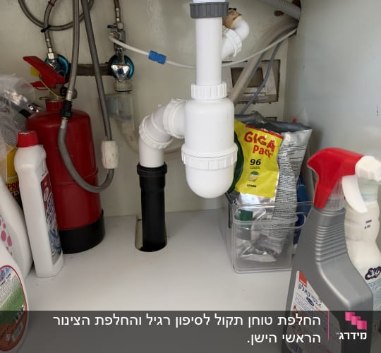 צנרת סיפון, חיבורי מים ומערכת תת-כיורית בארון מטבח